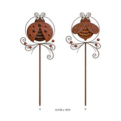 Rustic Metal Ladybug Bumblebee Garden Stake