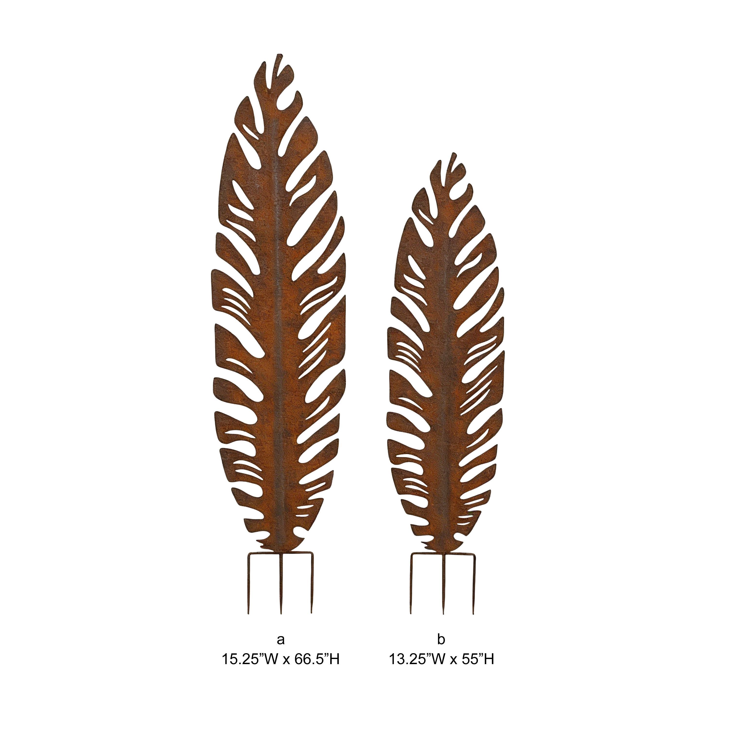 Rustic Cutout Feather Metal Garden Stake