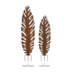 Rustic Cutout Feather Metal Garden Stake