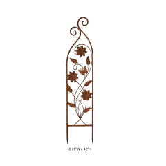 Rustic Floral Butterfly Metal Garden Trellis Stake