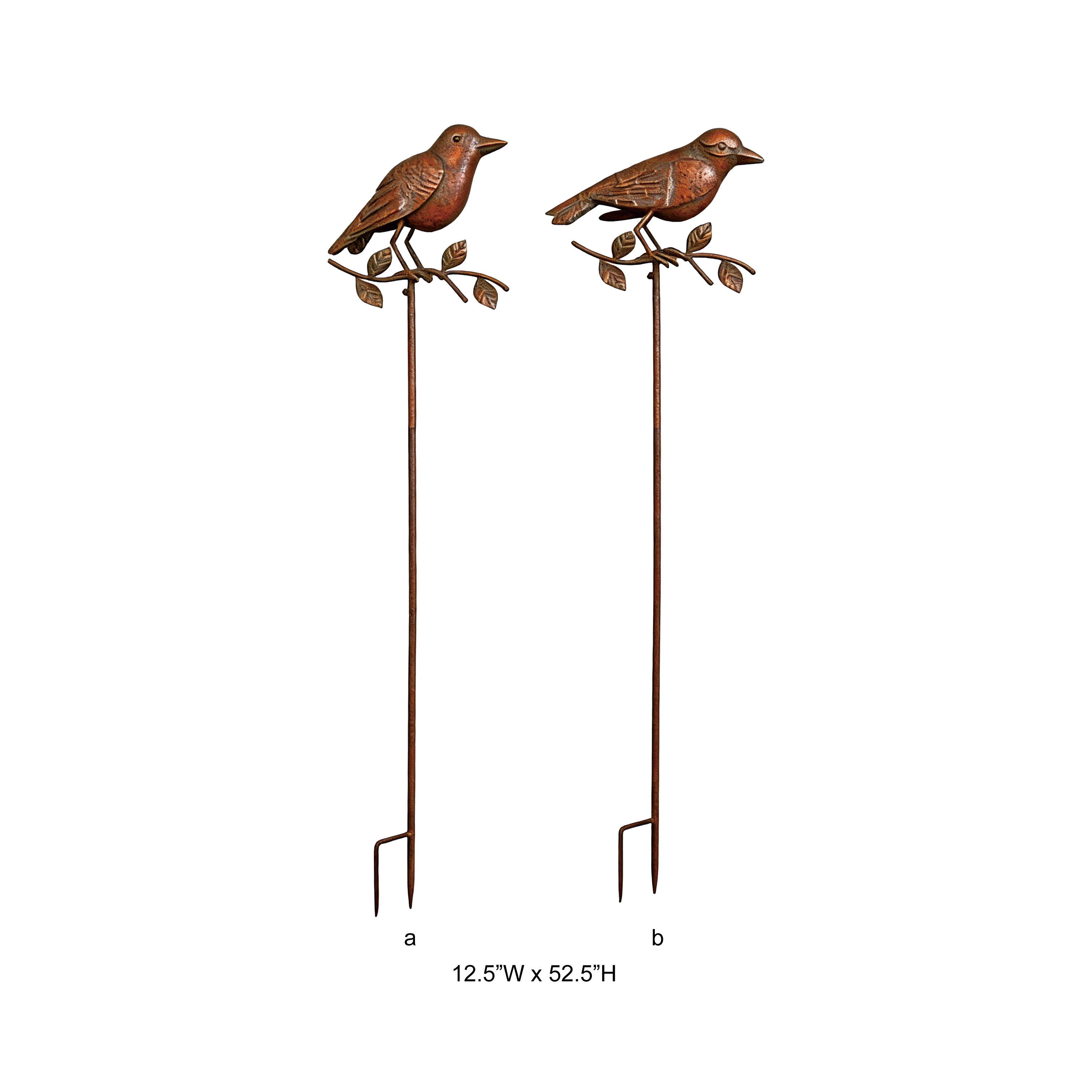 Rustic Perched Bird Metal Garden Stake for Outdoor Decoration