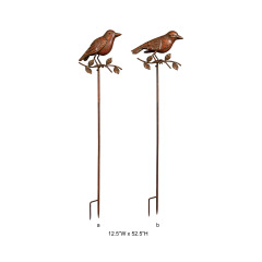 Rustic Perched Bird Metal Garden Stake for Outdoor Decoration
