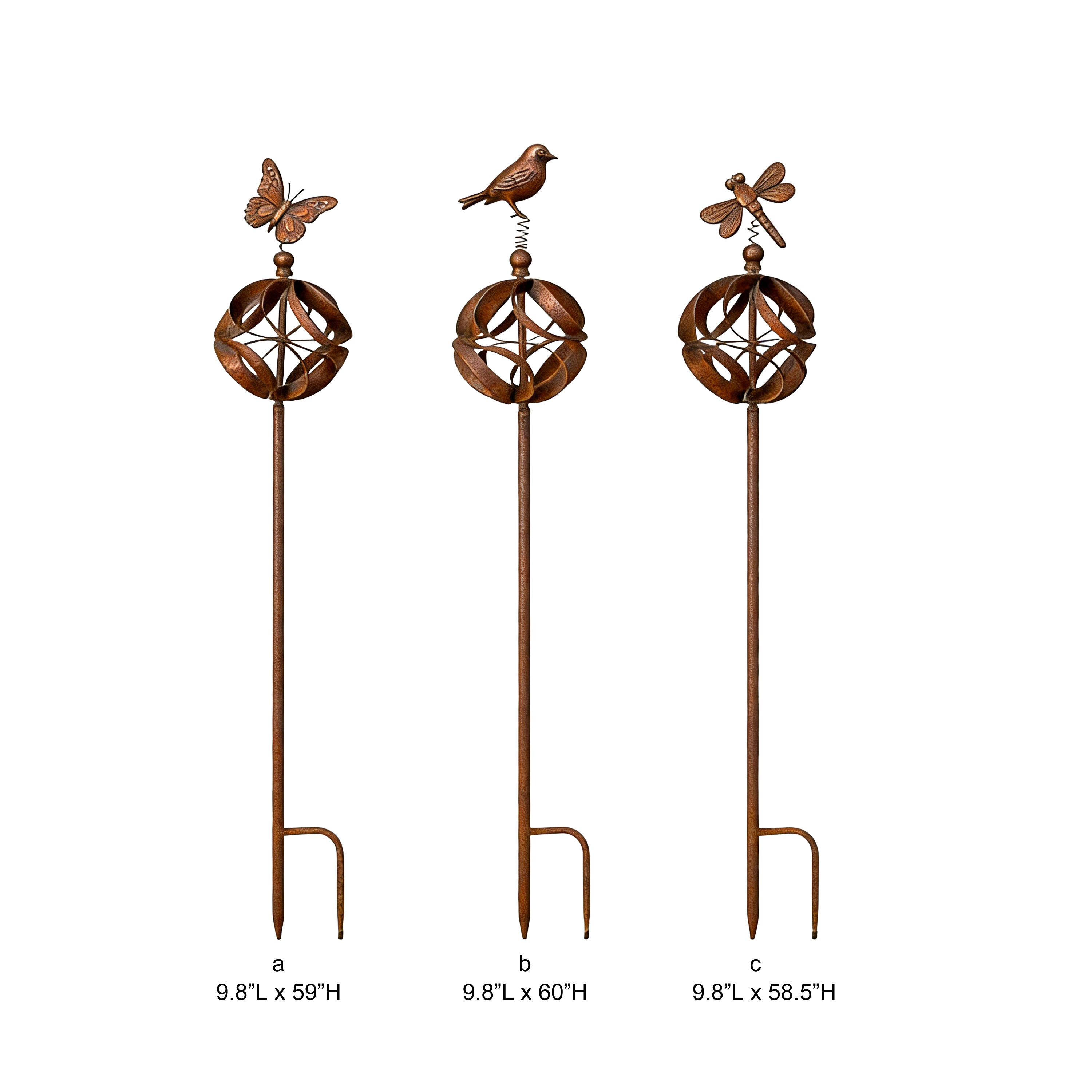 Rustic Animal Top Metal Wind Spinner Garden Stake