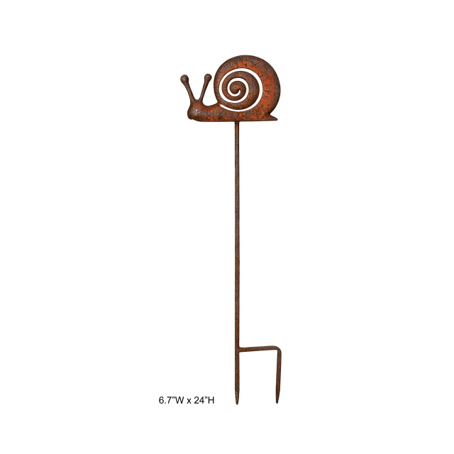 Rustic Cutout Snail Metal Garden Stake