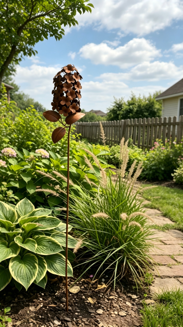 Rustic Metal Hydrangea Garden Pick Stake