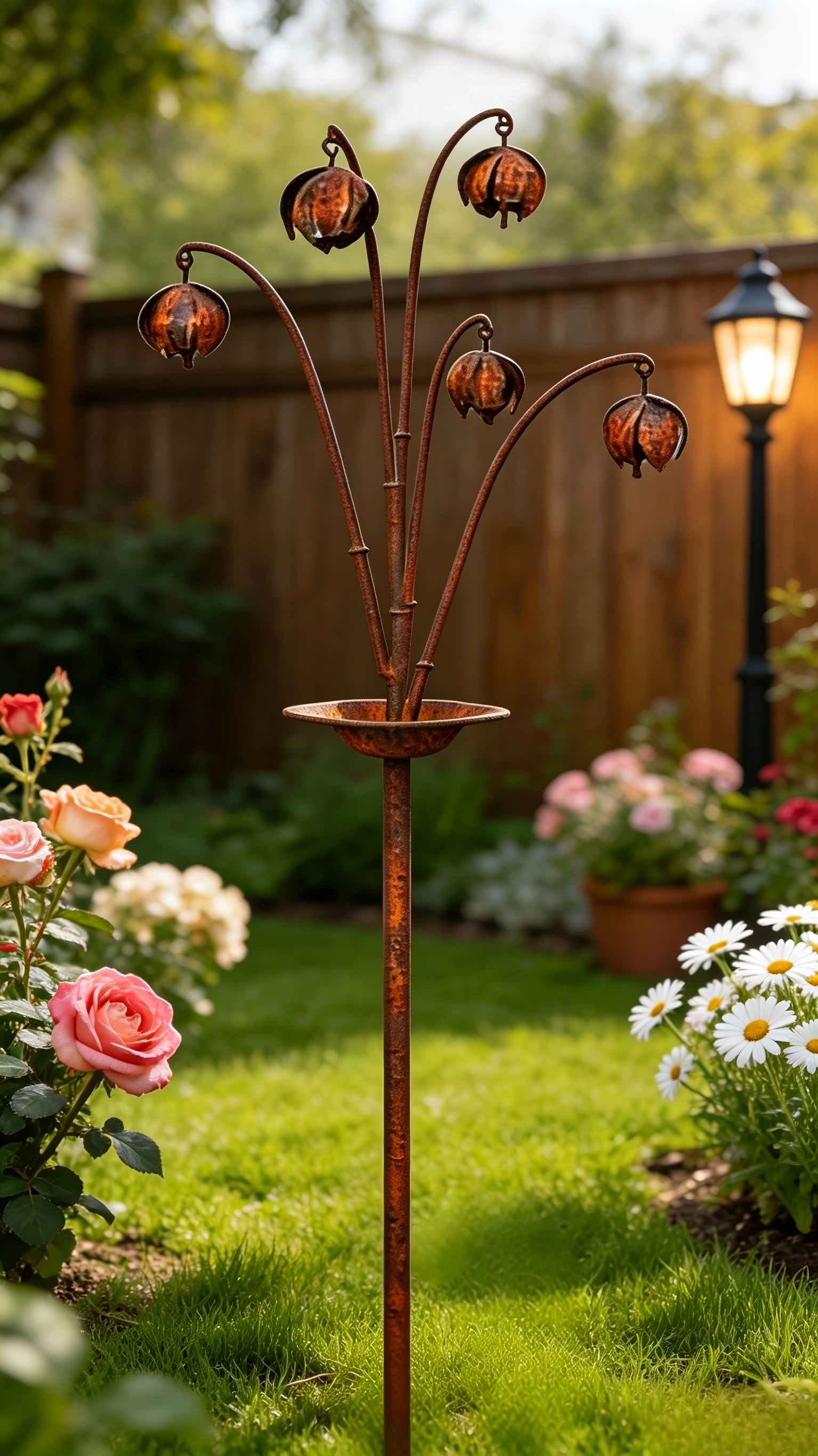 Rustic Bell Bloom Metal Garden Stake - Tri Blossomy