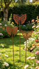 Rust Cutout Metal Butterfly Plant Pick Stake