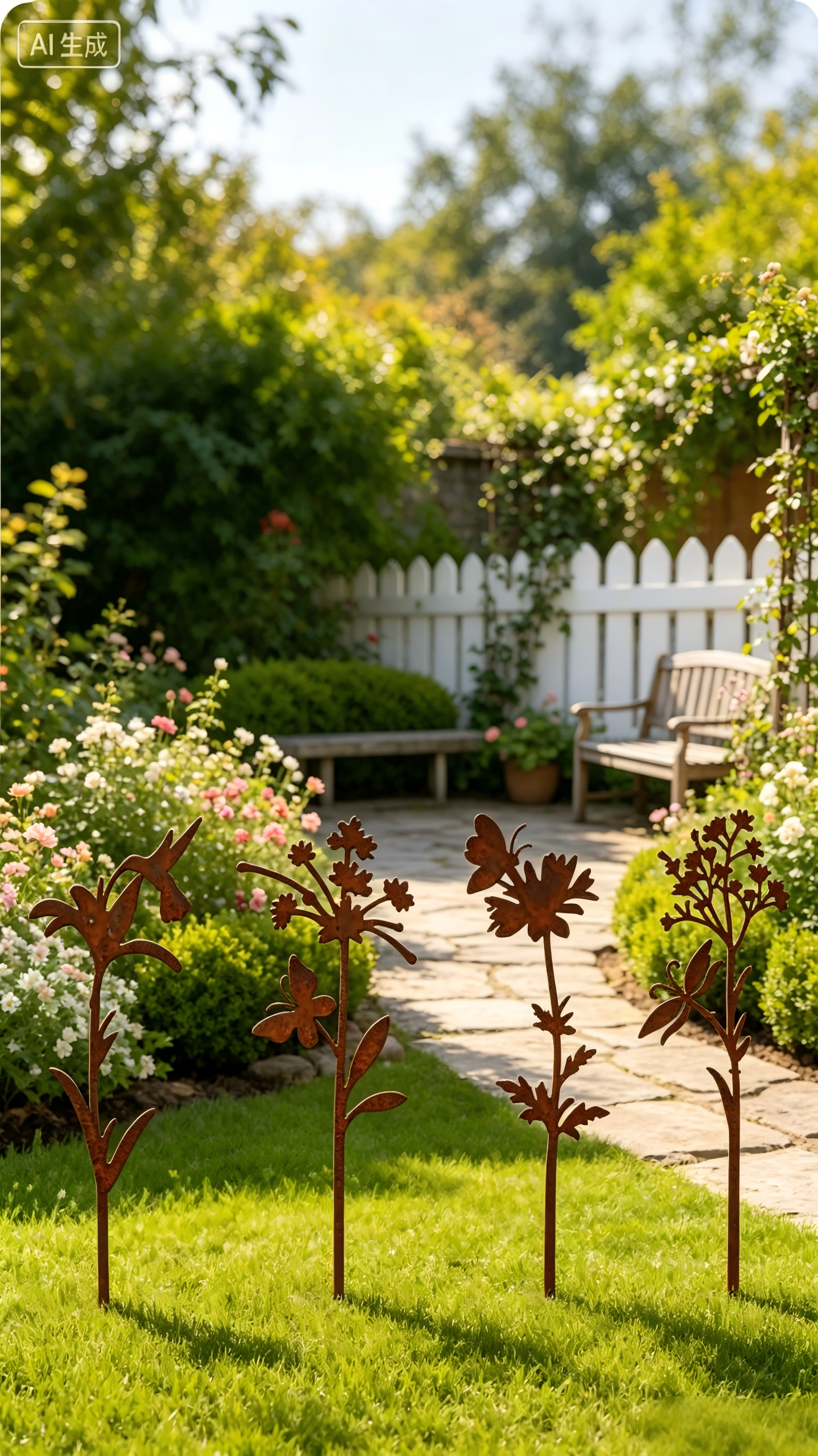Rust Finish Wildlife Silhouette Plant Stake - Tri Blossomy