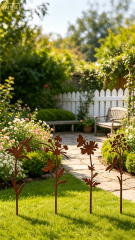Rust Finish Wildlife Silhouette Plant Stake - Tri Blossomy