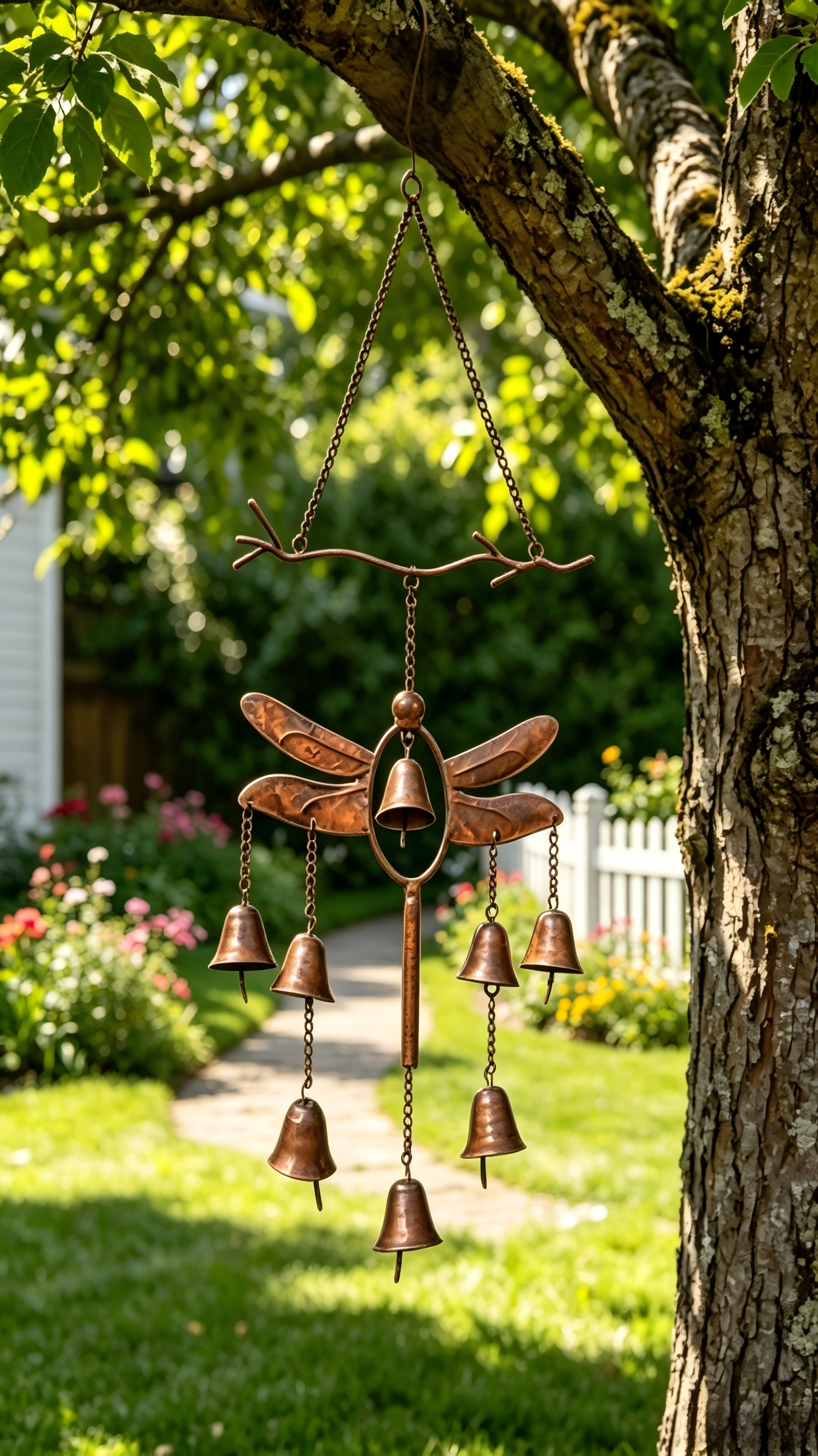 Rustic Metal Dragonfly Bell Wind Chime