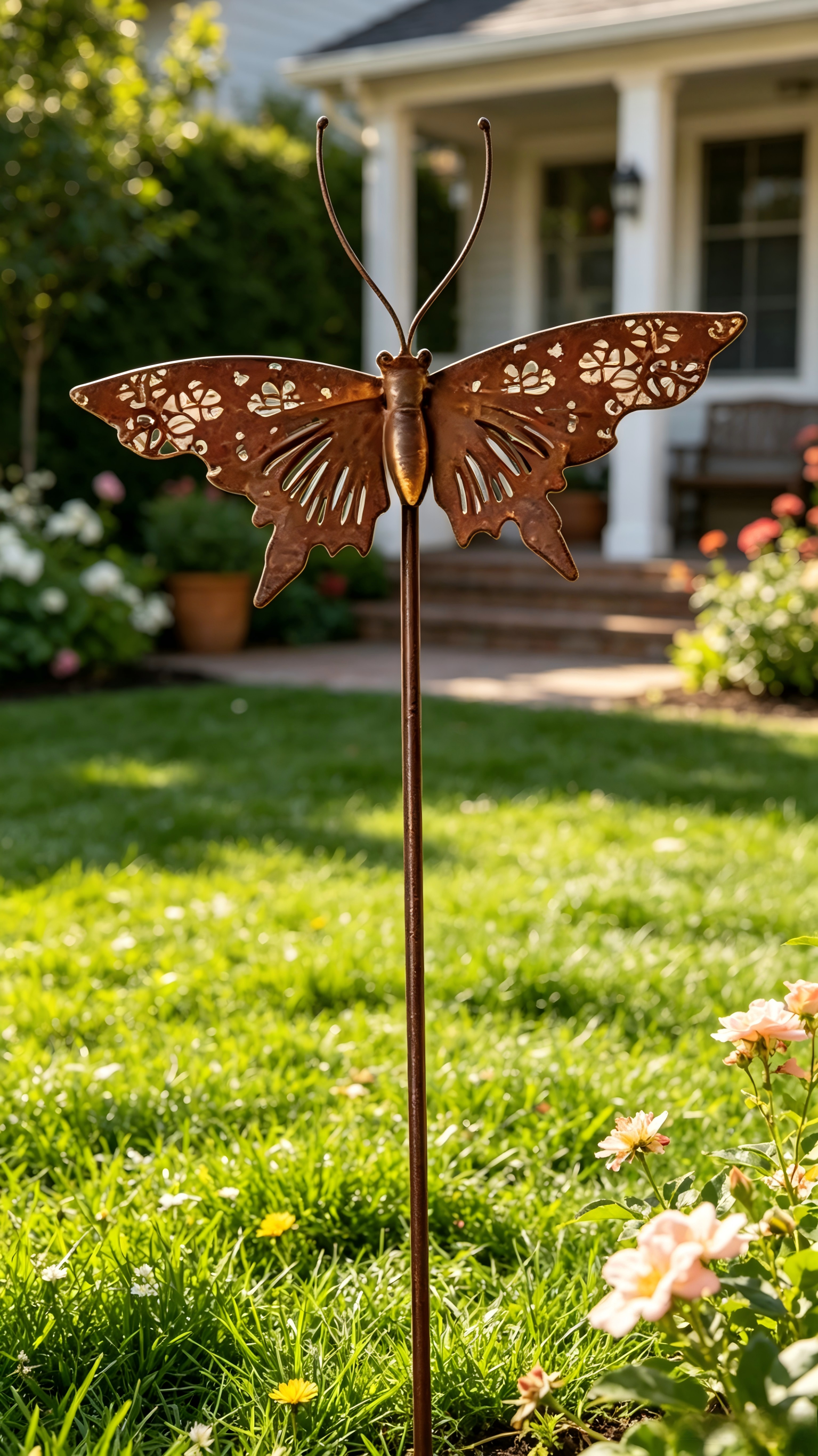Large Rust Butterfly Metal Garden Stake