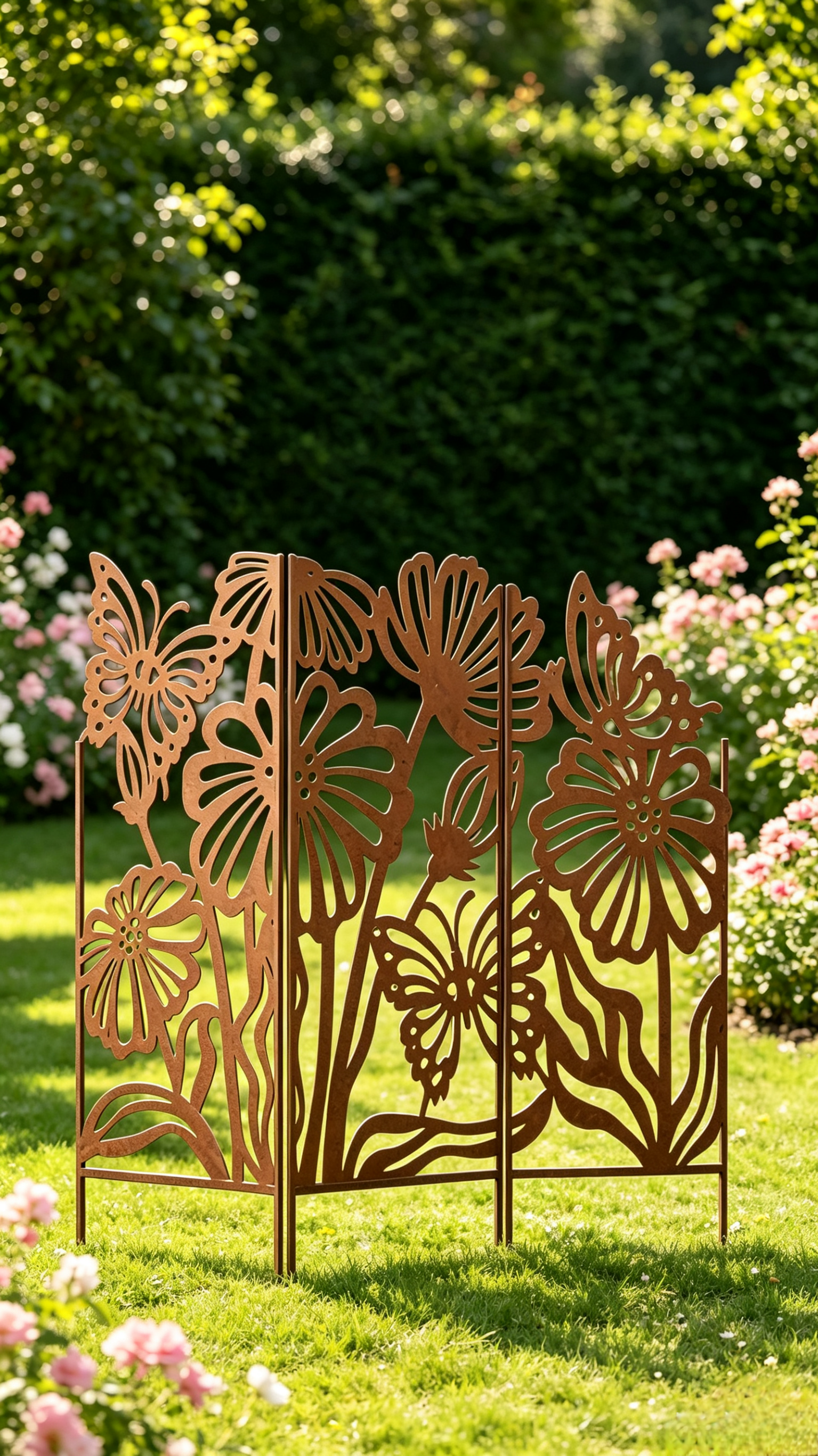 Rustic Corten Butterfly Garden Screen Stake
