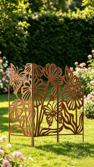 Rustic Corten Butterfly Garden Screen Stake