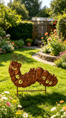 Rustic Caterpillar Garden Stake