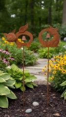 Rustic Farm Animal Bell Garden Stake