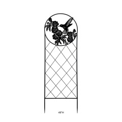 Hummingbird Flower Cutout Metal Trellis Garden Stake