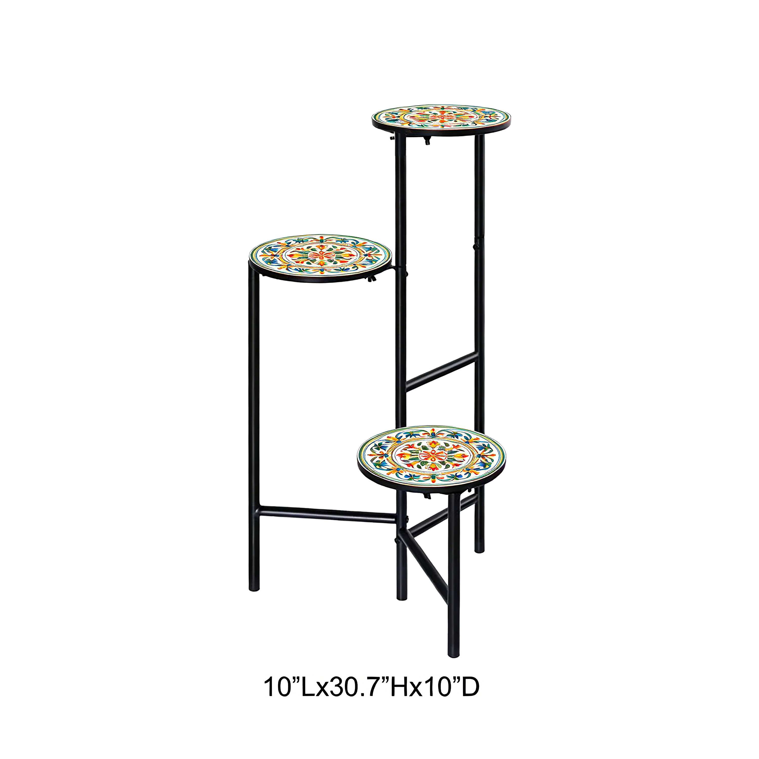 3 Tier Mosaic Tile Step Metal Plant Stand