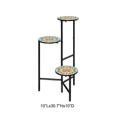 3 Tier Mosaic Tile Step Metal Plant Stand