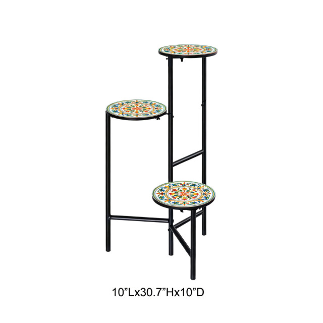 3 Tier Mosaic Tile Step Metal Plant Stand