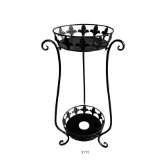 Two Tier Fleur De Lis Scroll Metal Plant Stand