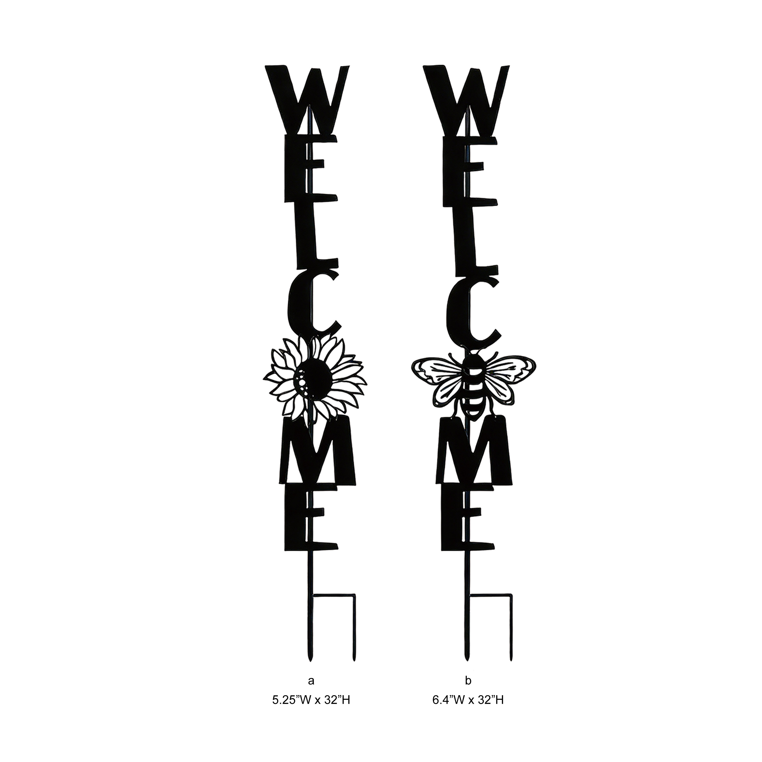 Sunflower & Bee Welcome Metal Garden Stake