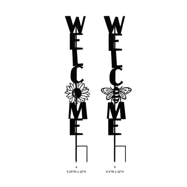 Sunflower & Bee Welcome Metal Garden Stake