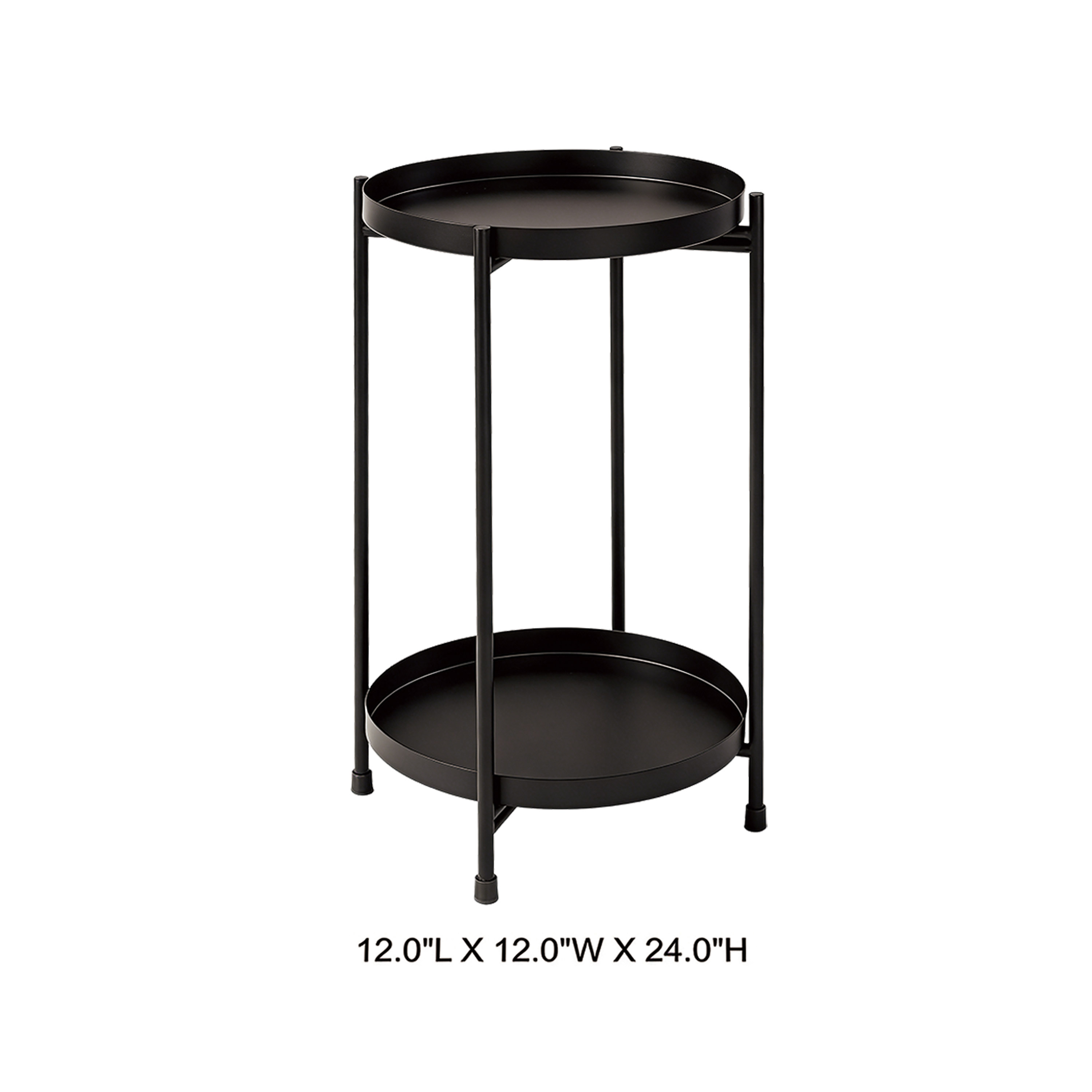 2 Tier Round Tray Metal Side Table Plant Stand
