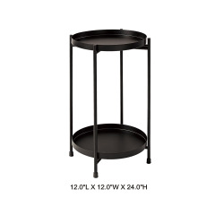 2 Tier Round Tray Metal Side Table Plant Stand