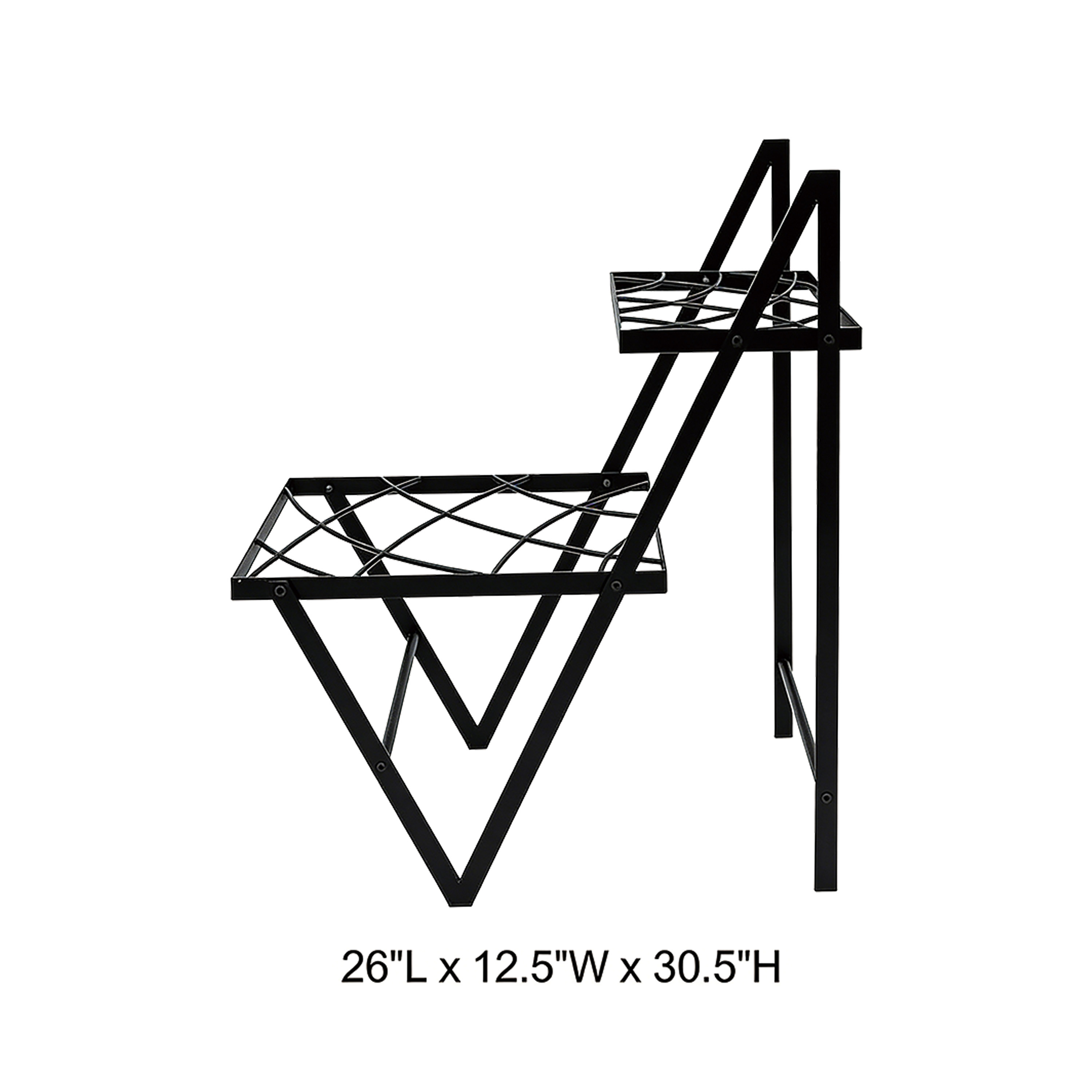 Two Tier V Shape Diamond Lattice Metal Plant Stand