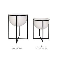 Modern Geometric Metal Stand Half Bowl Planter Set