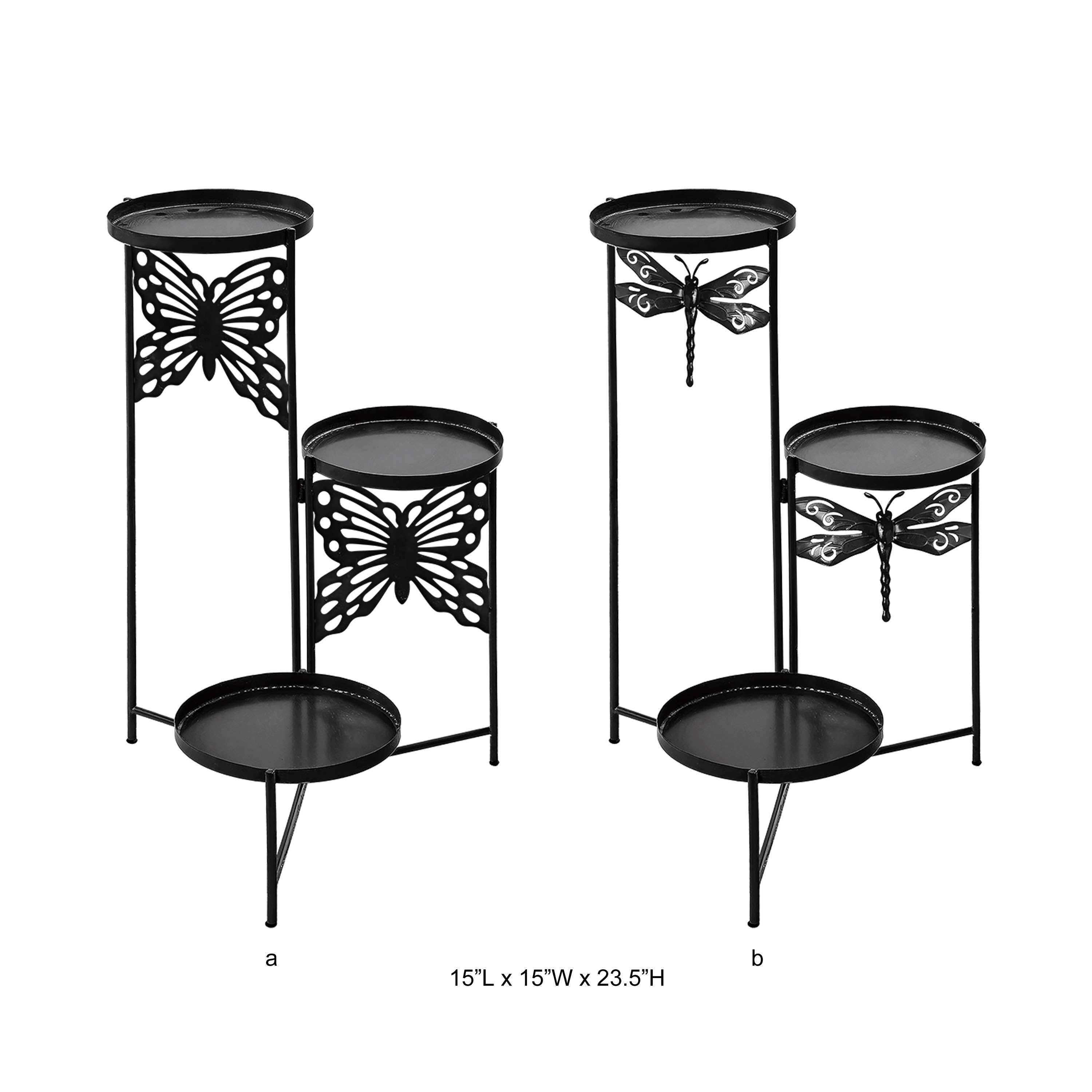 3-Tier Offset Metal Plant Stand for Indoor and Outdoor Plant Display