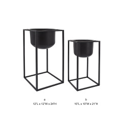Tri Blossomy Minimalist Square Frame Metal Plant Stand with Removable Planter Pot