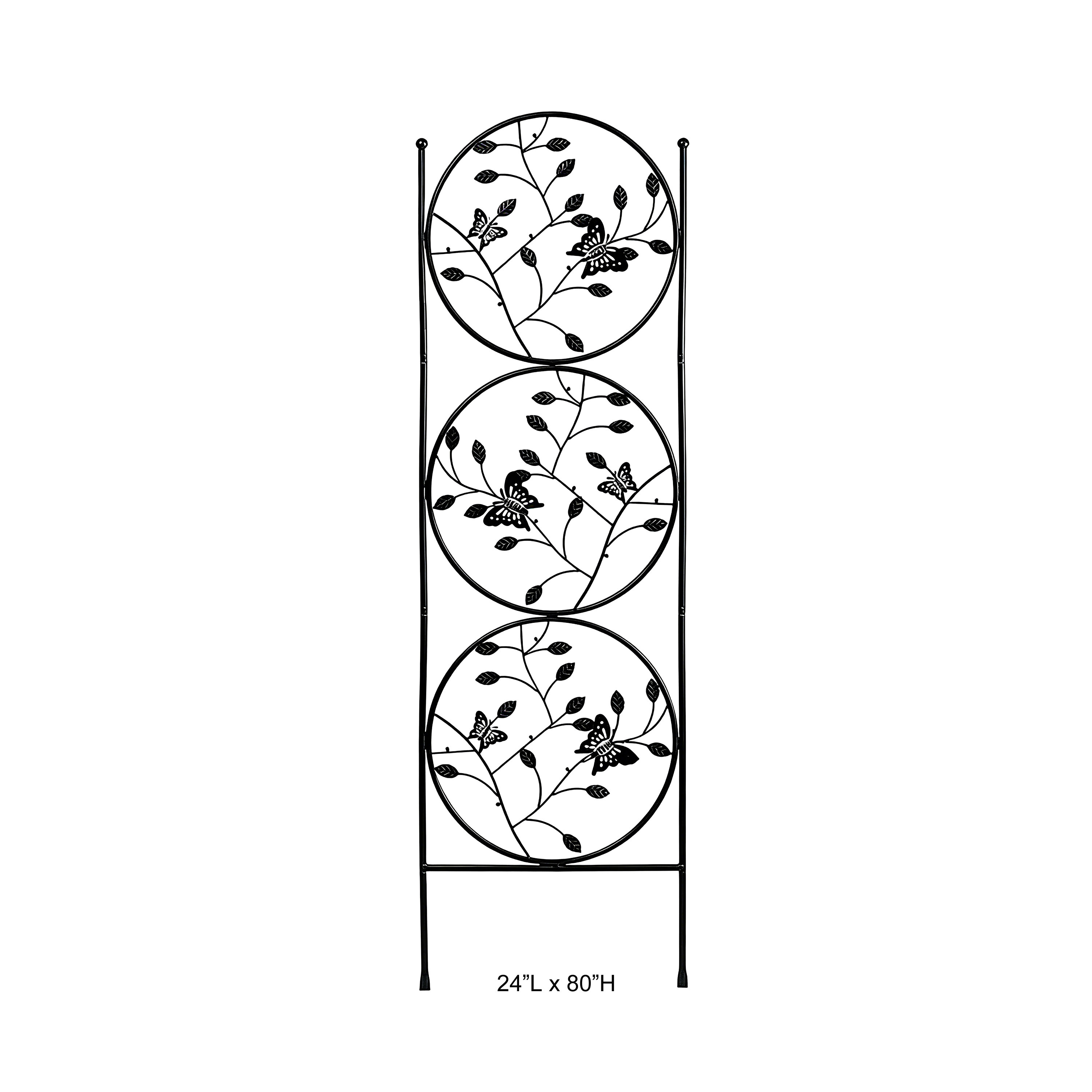 3-Circle Butterfly Branch Metal Garden Trellis