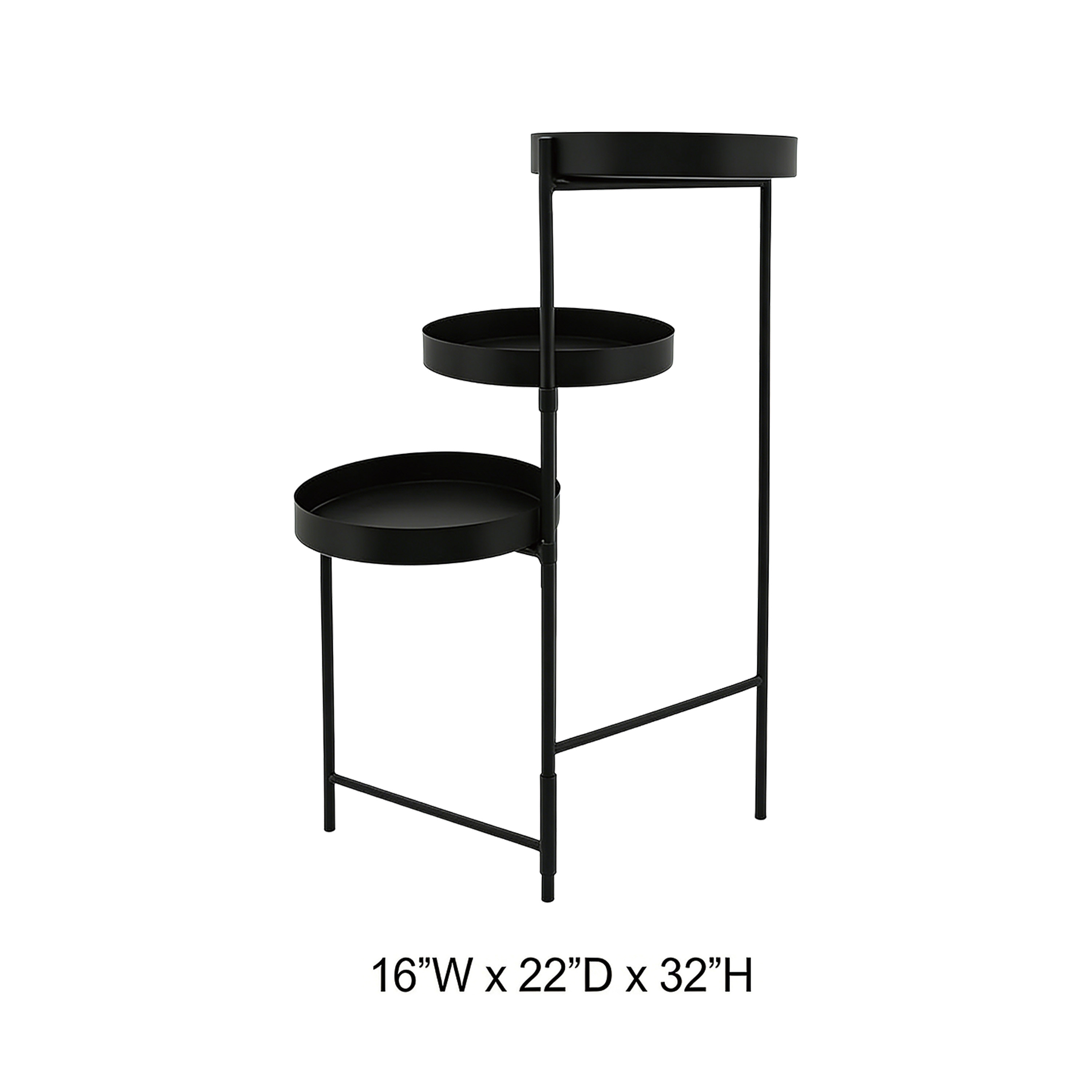 3-Tier Asymmetrical Step Metal Plant Stand with Round Trays