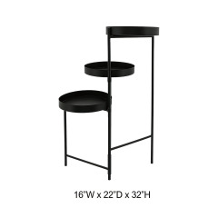 3-Tier Asymmetrical Step Metal Plant Stand with Round Trays