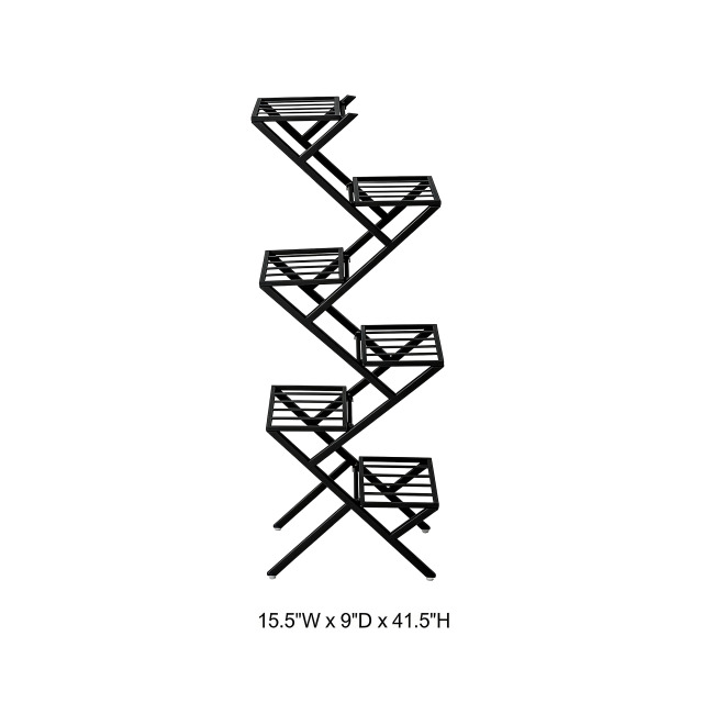 6-Tier Zigzag Slatted Metal Vertical Plant Stand