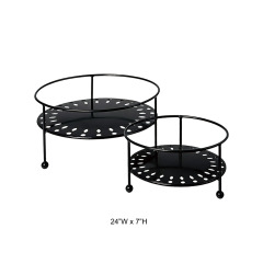 Tri Blossomy Perforated Round Metal Plant Riser with Guard Rim