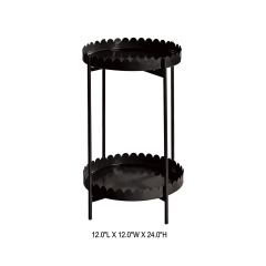 Tri Blossomy 2 Tier Scalloped Edge Round Metal Plant Side Stand