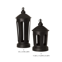 Arched Cutout Metal Decorative Lantern Black Lantern for Indoor and Outdoor Décor