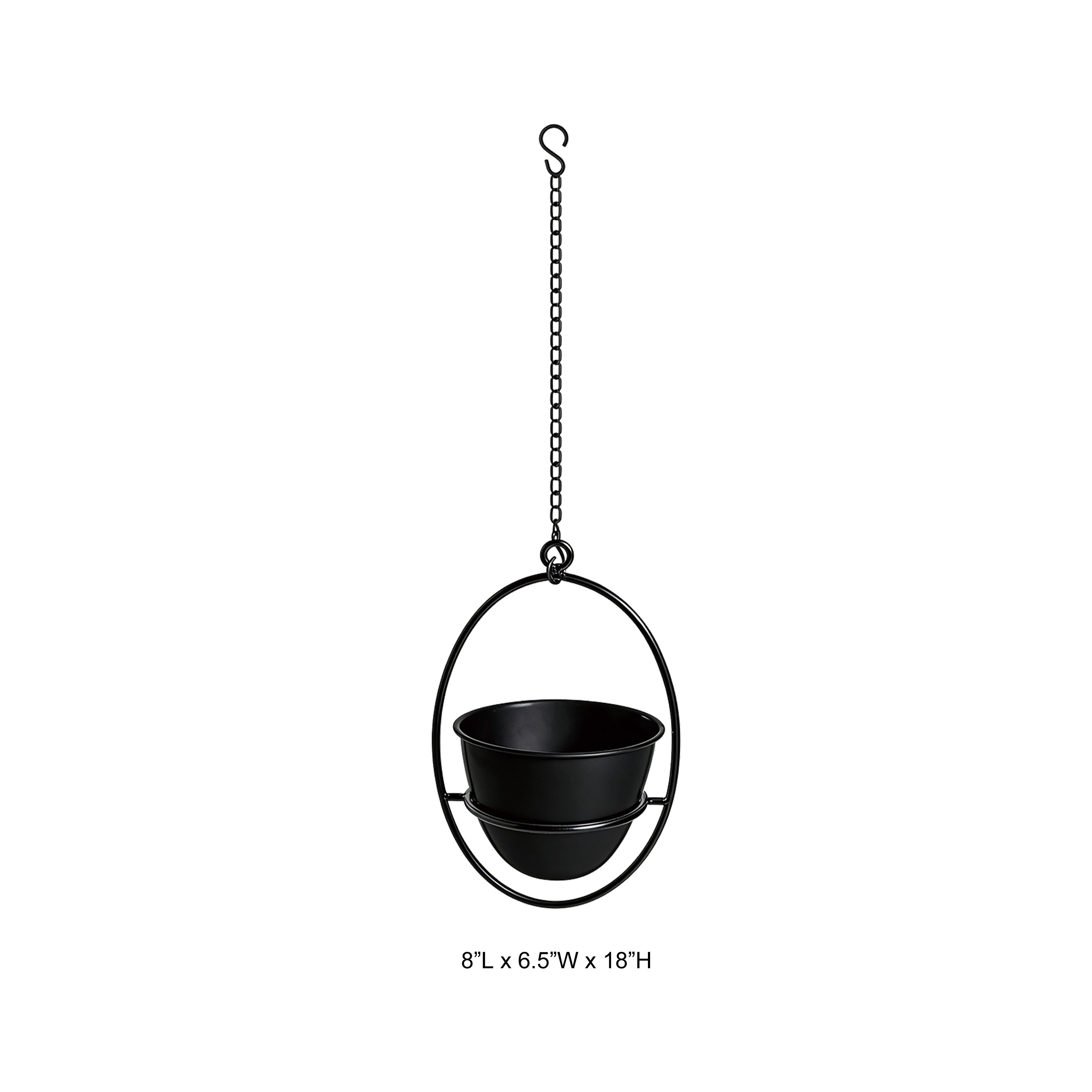 Oval Chain Metal Hanging Planter for Indoor and Outdoor Display