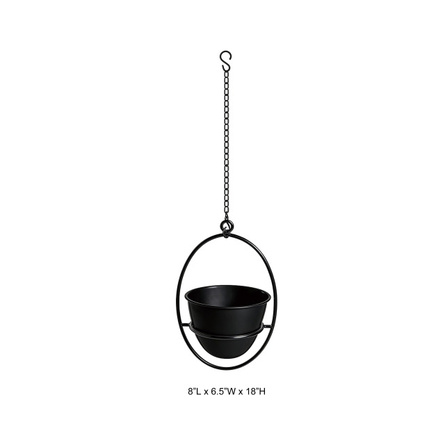 Oval Chain Metal Hanging Planter for Indoor and Outdoor Display