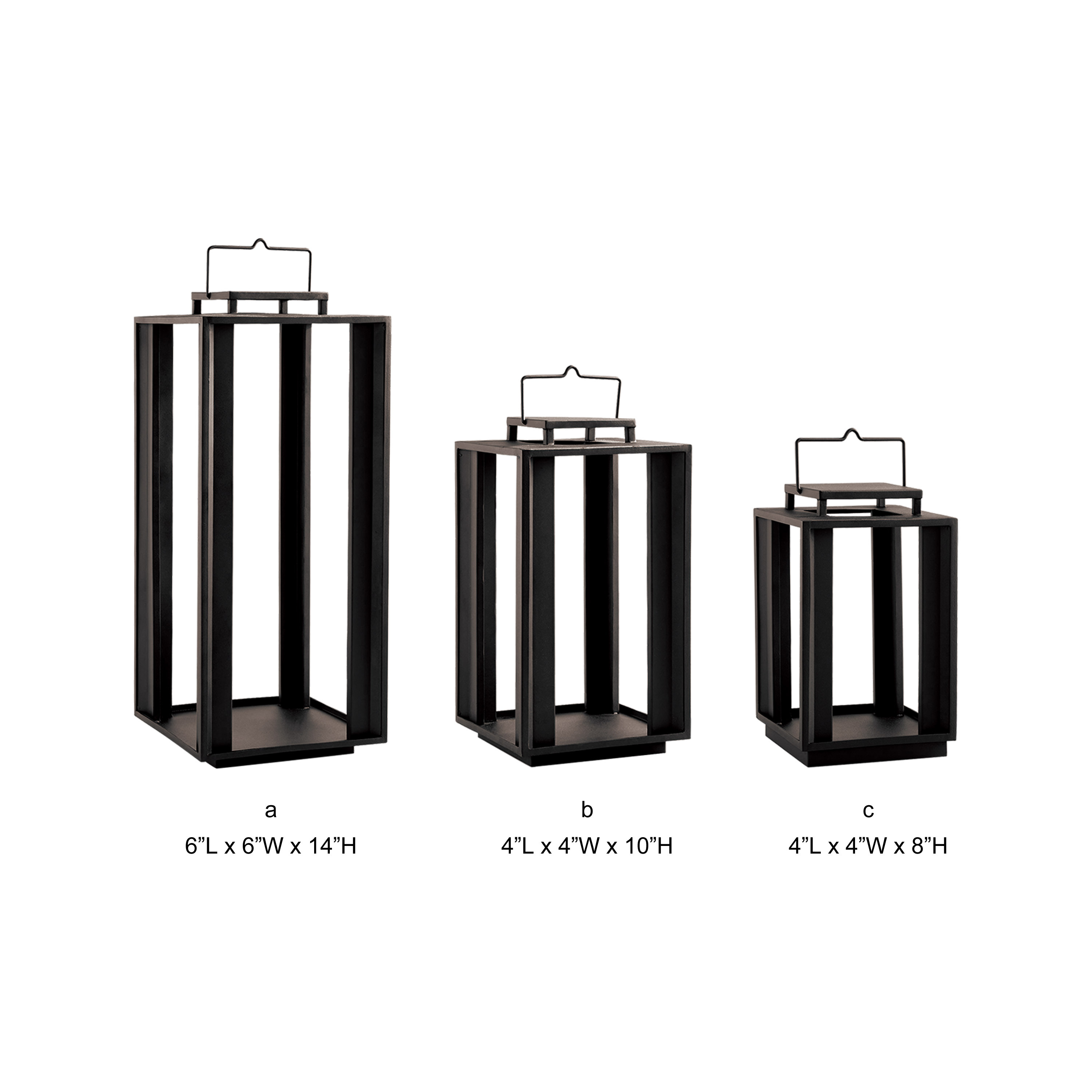3-Size Minimal Square Metal Frame Lantern