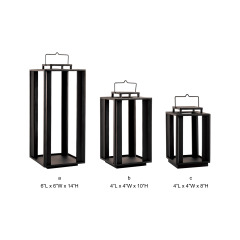 3-Size Minimal Square Metal Frame Lantern