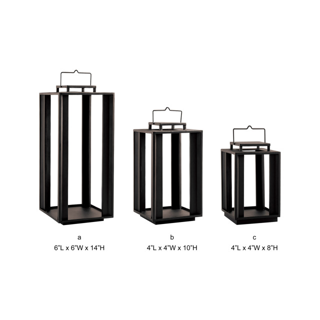 3-Size Minimal Square Metal Frame Lantern