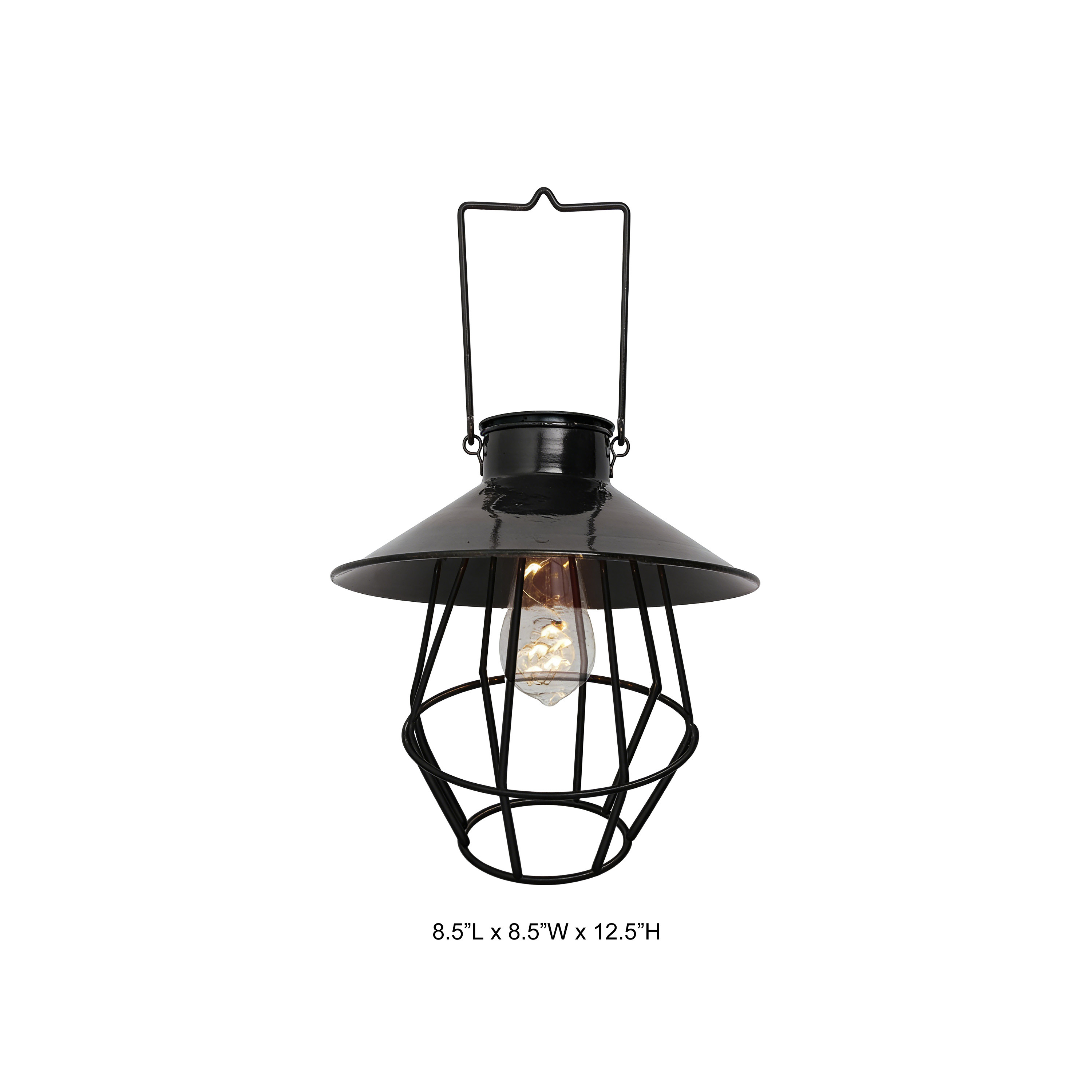 Industrial Wire Cage Solar Metal Lantern Light for Garden and Outdoor Décor
