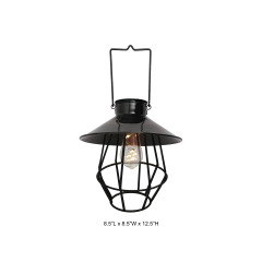 Industrial Wire Cage Solar Metal Lantern Light for Garden and Outdoor Décor