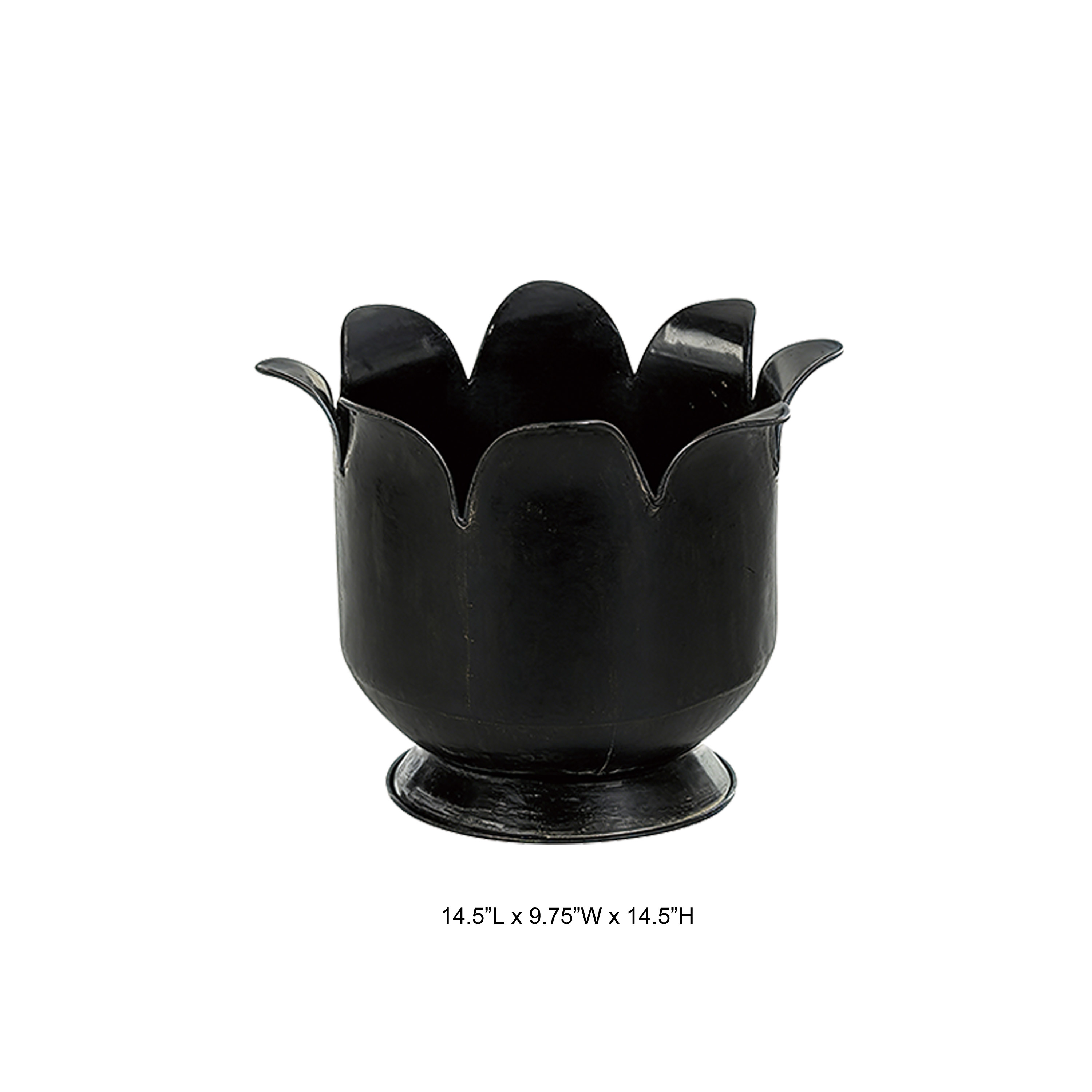 Scalloped Petal Rim Metal Planter Pot for Garden and Outdoor Decoration