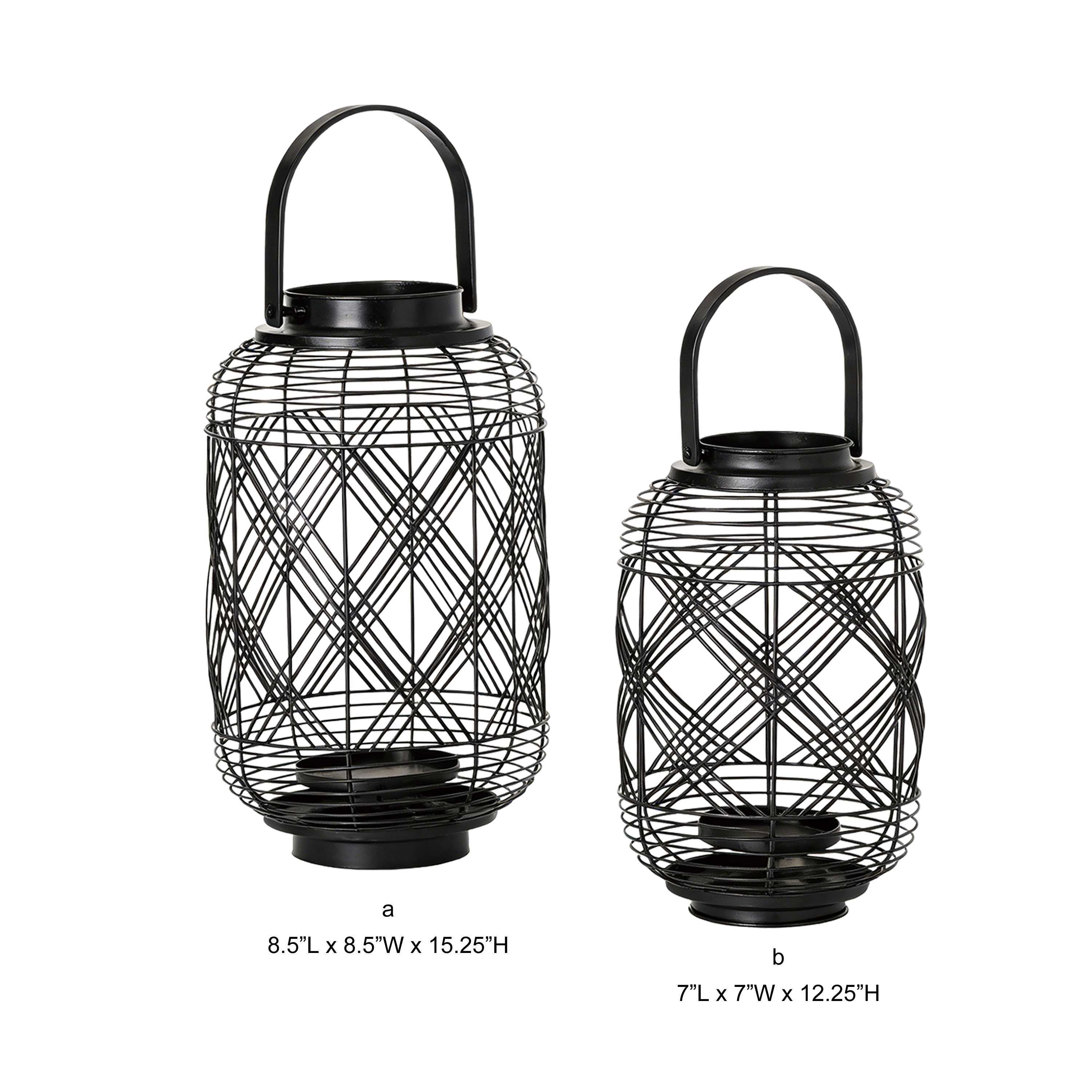 Diamond Wire Mesh Metal Candle Lantern Outdoor Decorative Hanging Light