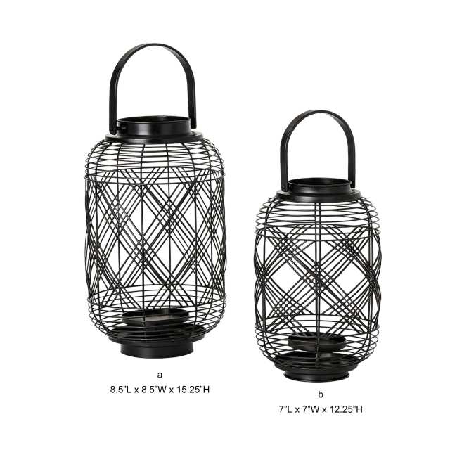 Diamond Wire Mesh Metal Candle Lantern Outdoor Decorative Hanging Light