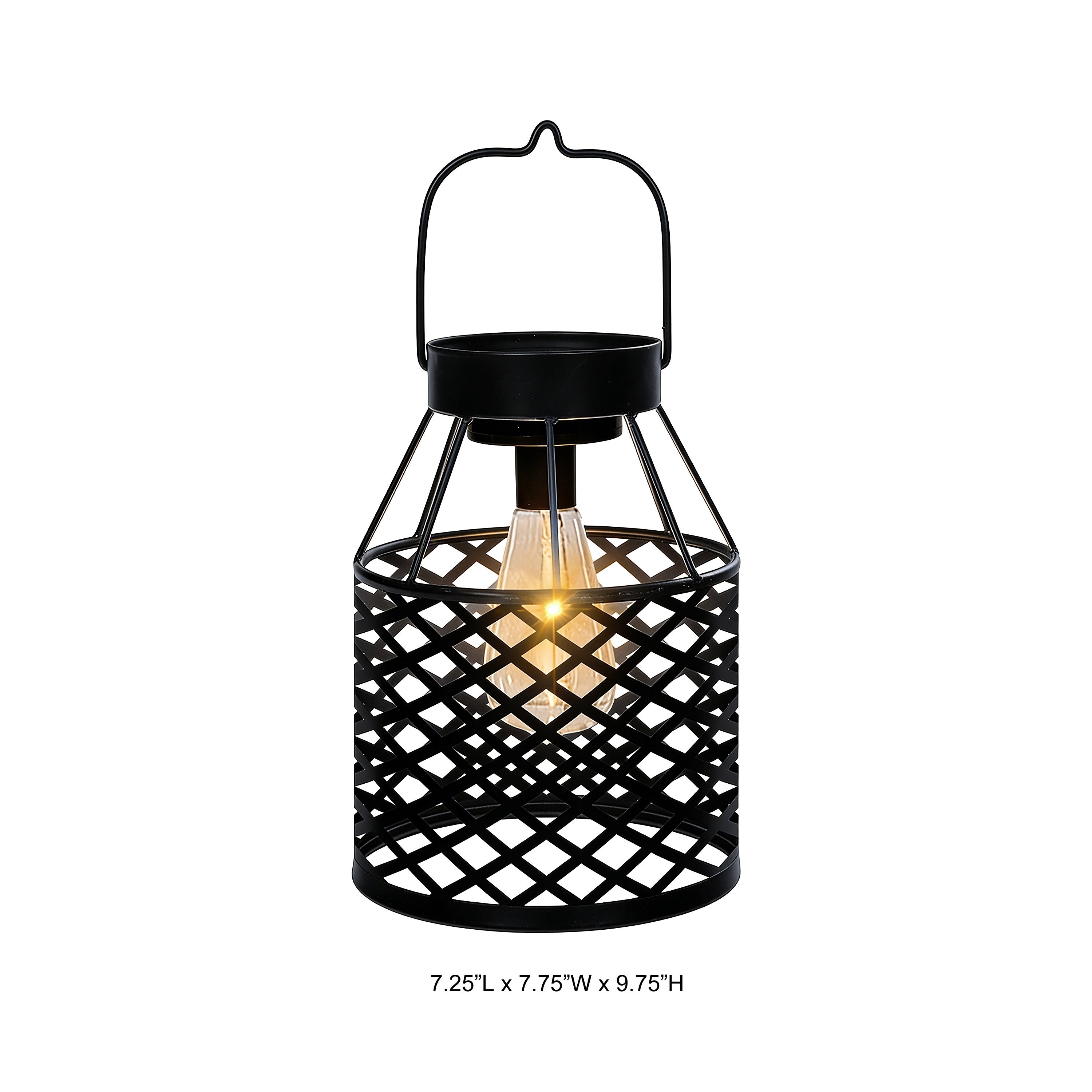 Diamond Cutout Metal LED Lantern Outdoor Decorative Hanging Light